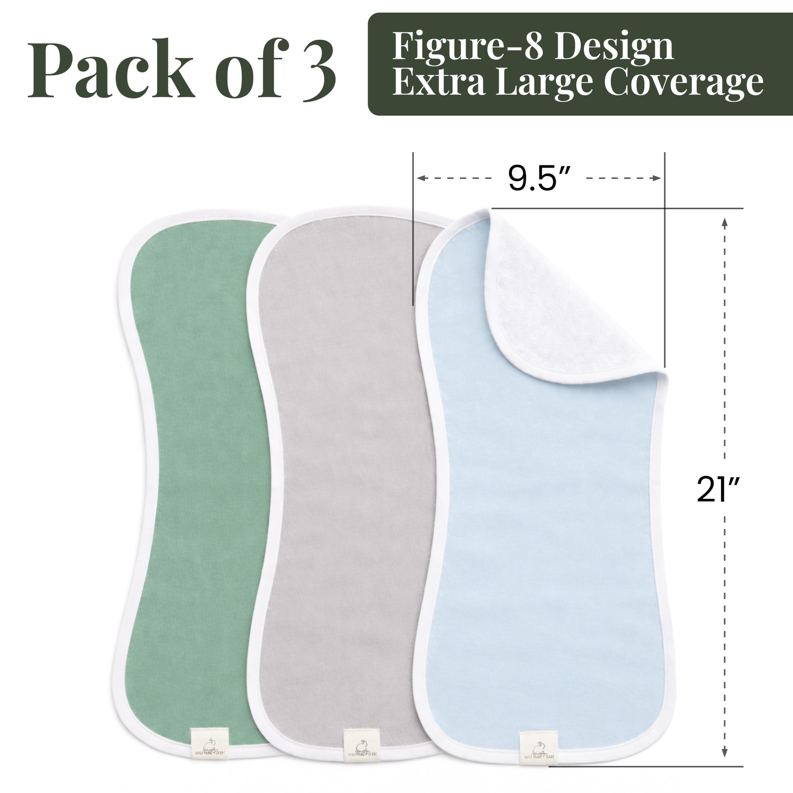 GOTS Organic Cotton Burp Cloths Baby Boy & Girl – Quality 3 Pack Organic Cotton Burp Cloth for Babies, Soft & Plush Long Stable Turkish Cotton for Newborn, Baby Essentials (Arctic Snow Collection)