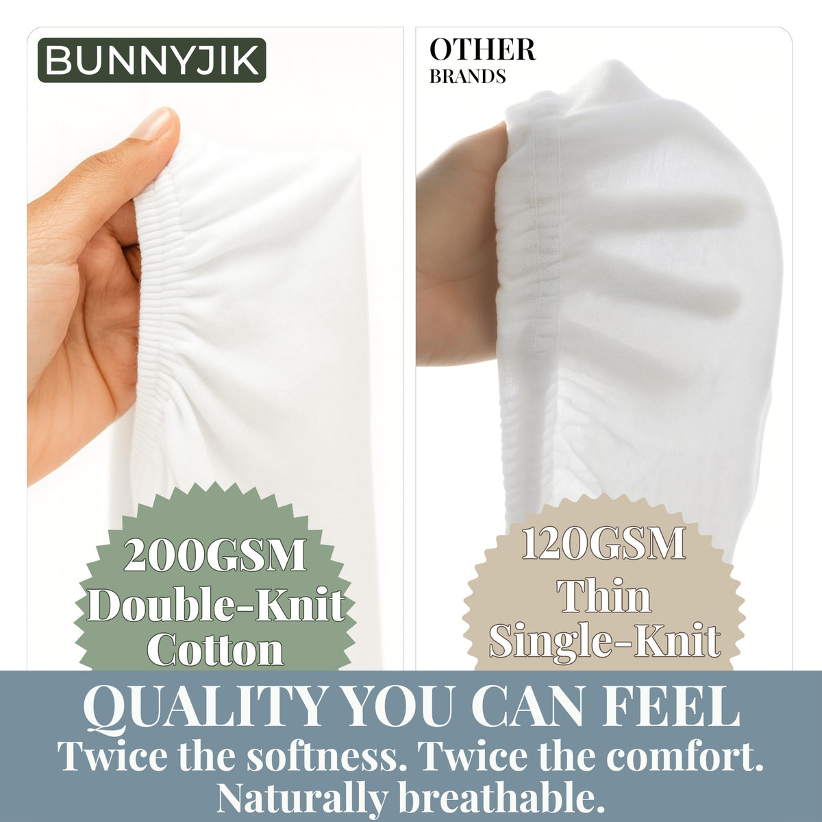 Bunnyjik organic cotton changing pad cover — GOTS-certified Aegean Turkish cotton