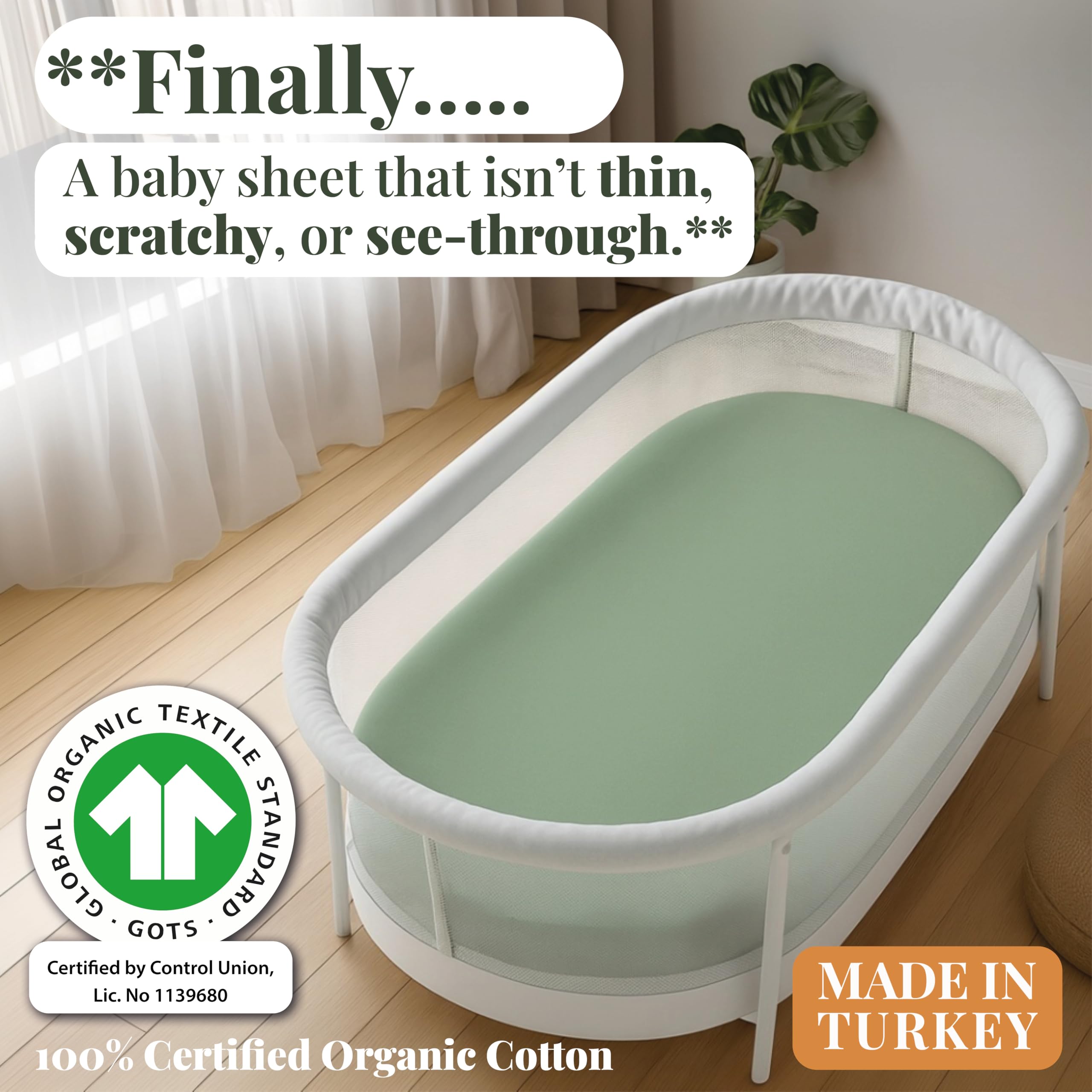 Bunnyjik GOTS Organic Bedside Bassinet Sheets