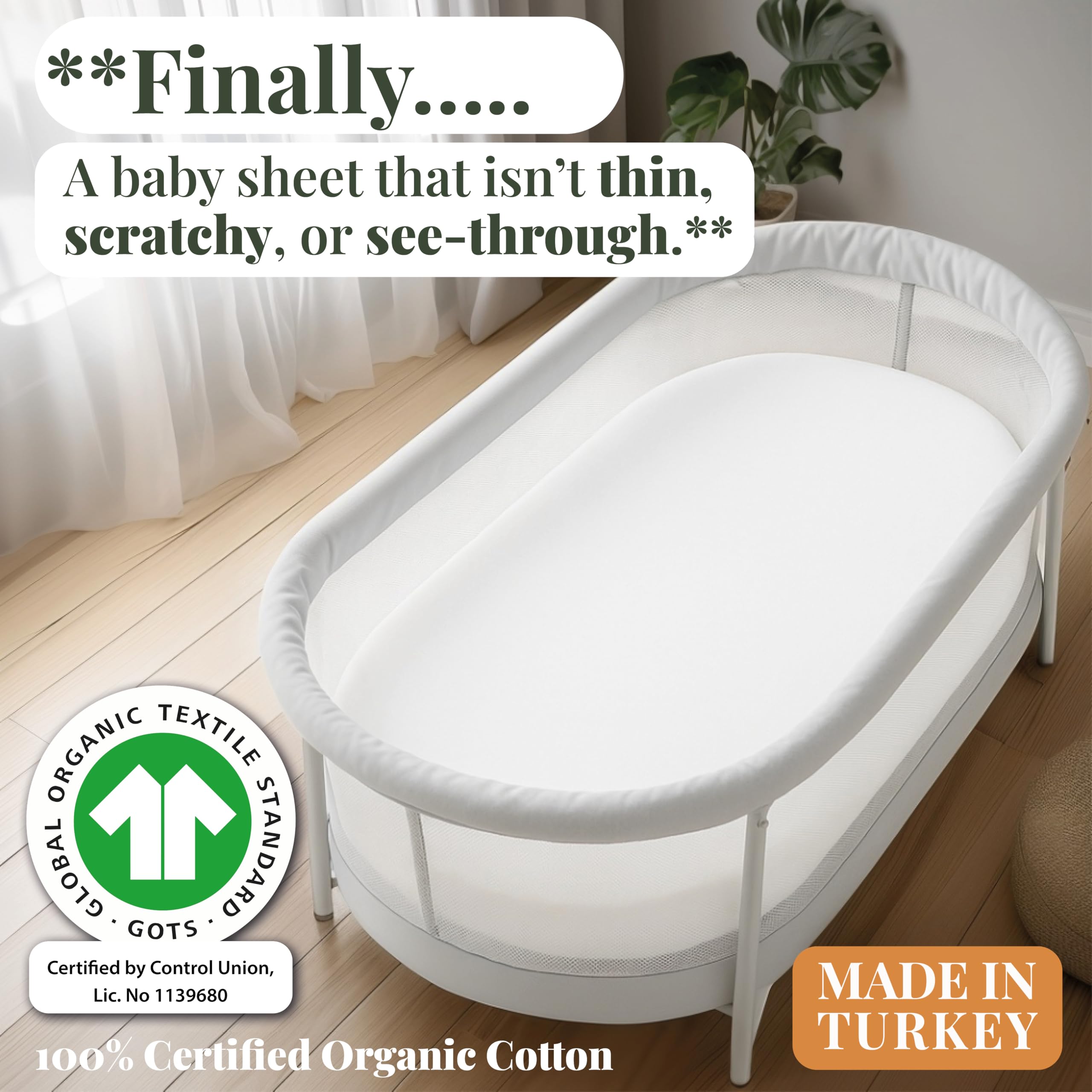 Bunnyjik GOTS Organic Bedside Bassinet Sheets