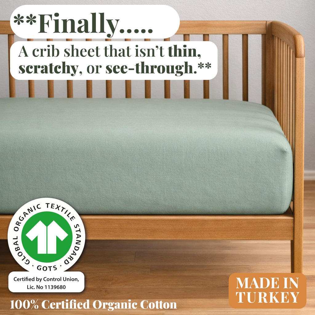 Bunnyjik organic cotton crib sheet — GOTS-certified Aegean Turkish cotton