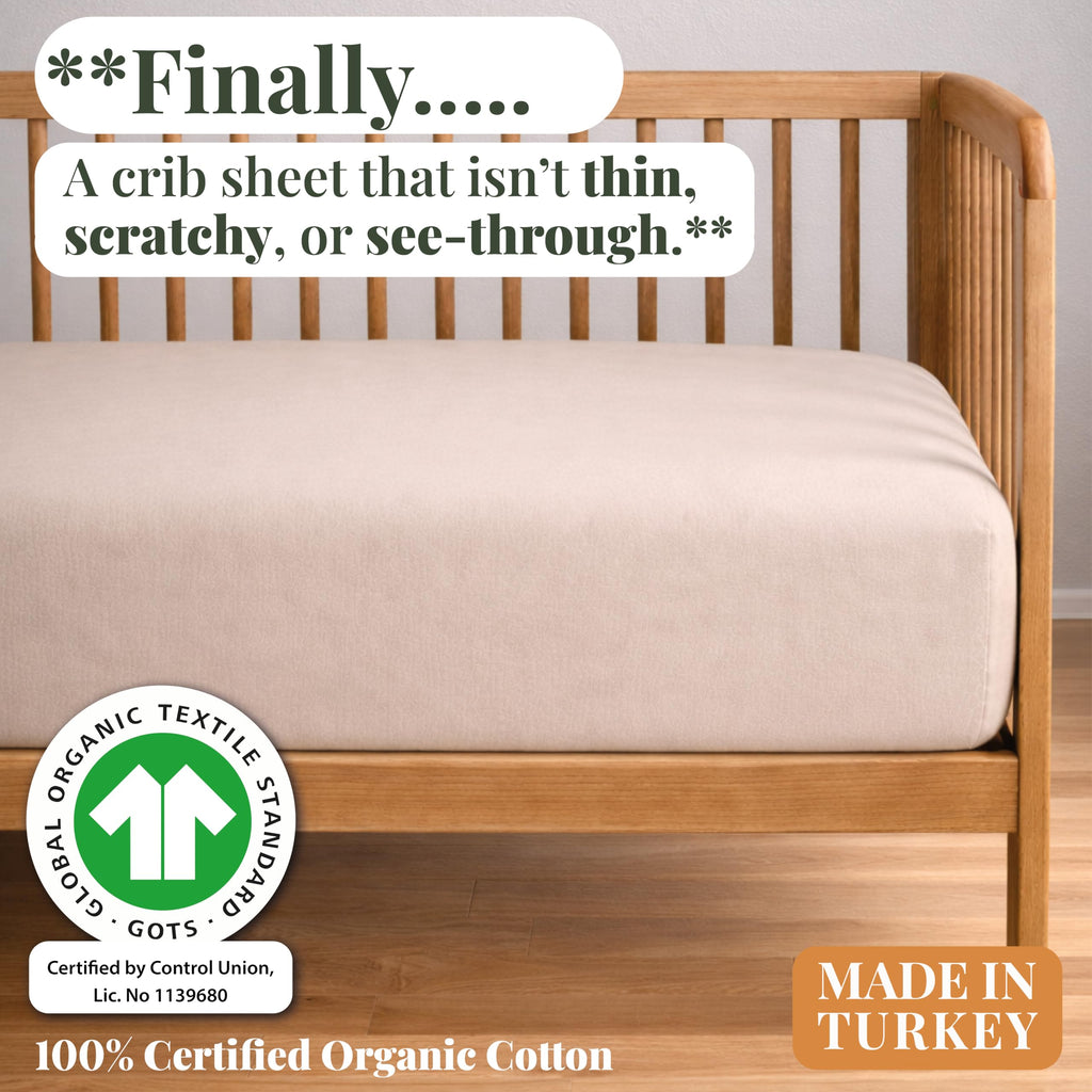 Bunnyjik organic cotton crib sheet — GOTS-certified Aegean Turkish cotton