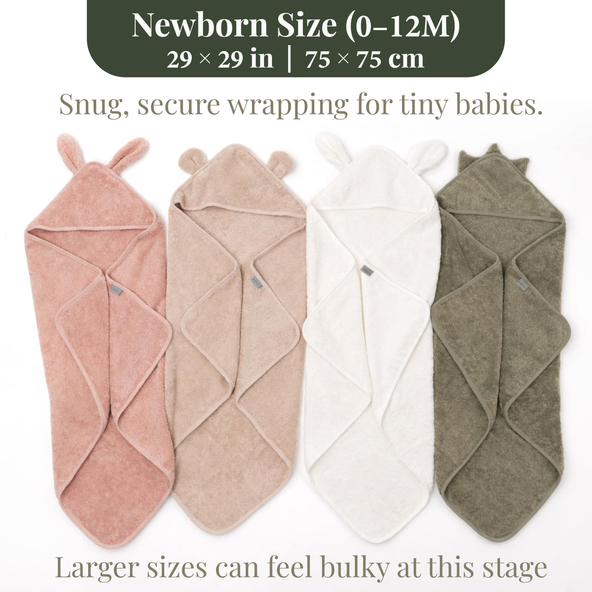 Bunnyjik cotton hooded baby towel, 540gsm plush Turkish cotton