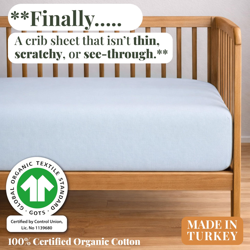 Bunnyjik organic cotton crib sheet — GOTS-certified Aegean Turkish cotton