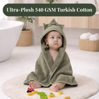 Bunnyjik cotton hooded baby towel, 540gsm plush Turkish cotton
