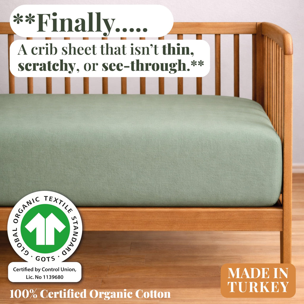Bunnyjik organic cotton crib sheet — GOTS-certified Aegean Turkish cotton