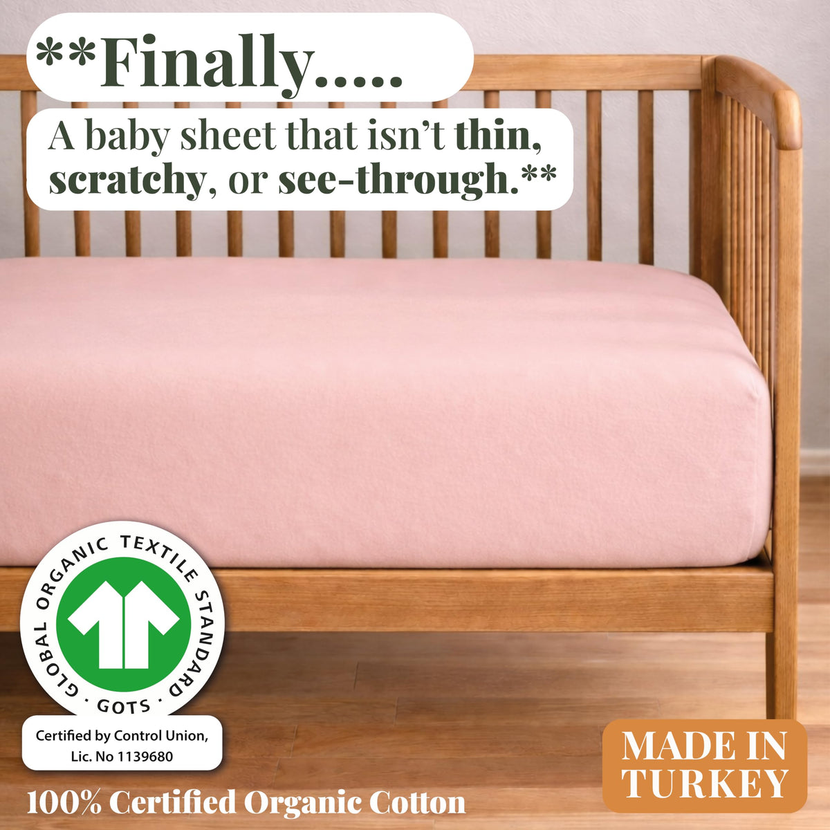 Bunnyjik organic cotton crib sheet — GOTS-certified Aegean Turkish cotton