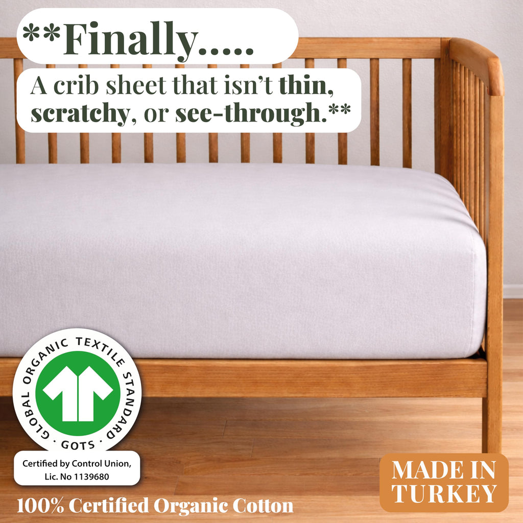Bunnyjik organic cotton crib sheet — GOTS-certified Aegean Turkish cotton