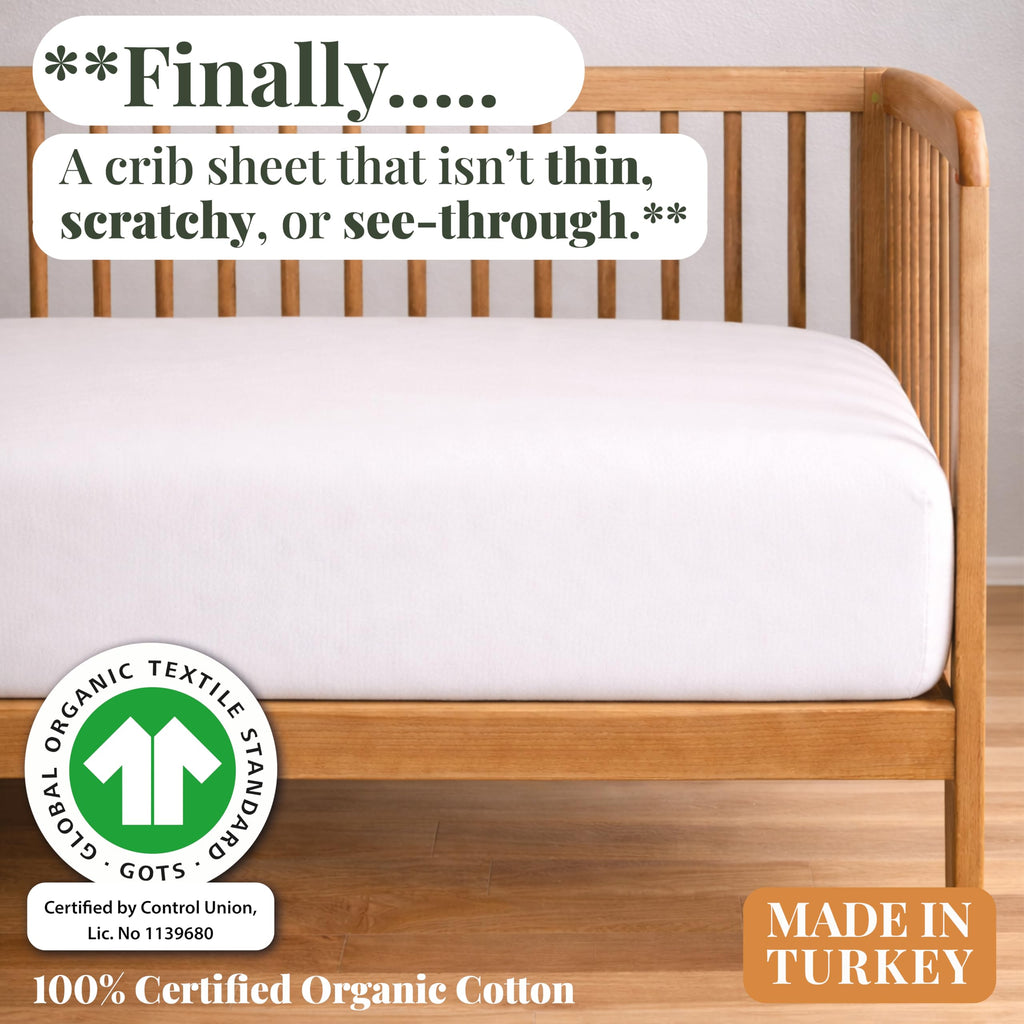 Bunnyjik organic cotton crib sheet — GOTS-certified Aegean Turkish cotton