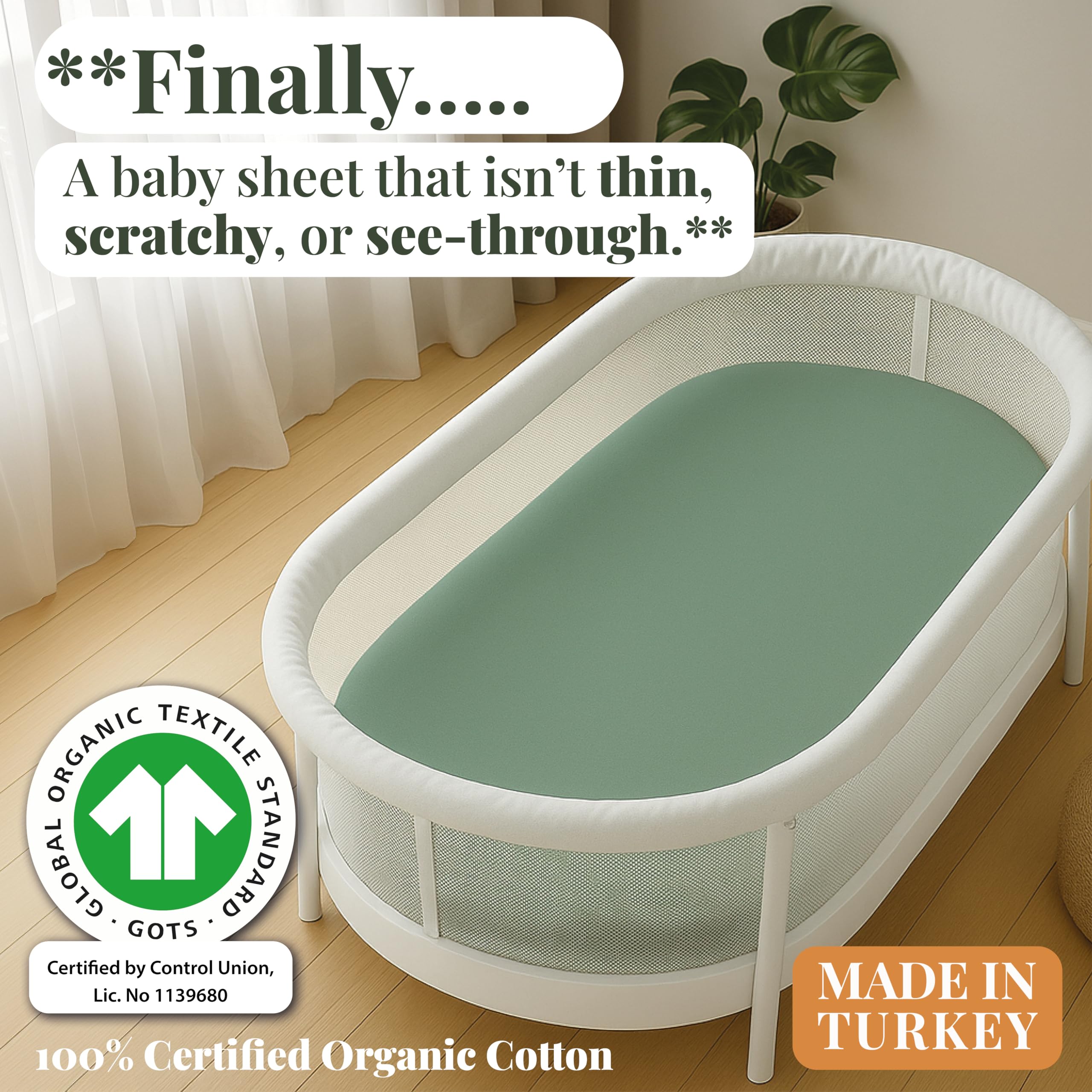 Bunnyjik GOTS Organic Bedside Bassinet Sheets